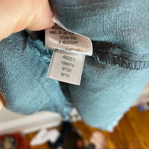 Garnet Hill Linen Fringe-Hem A-Line Dress Indigo Blue Grey - Picture 6 of 7